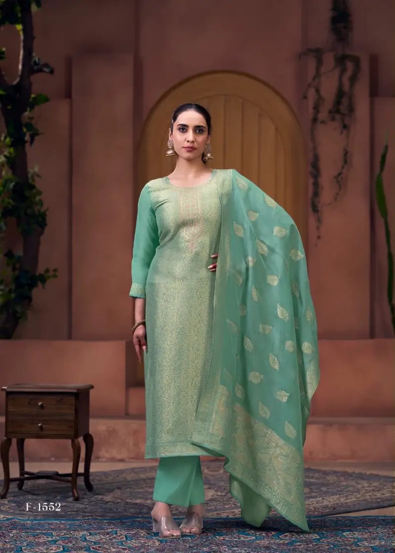 Fourdots Naina Viscos Organza Jequard Salwar Suits Wholesale Catalog