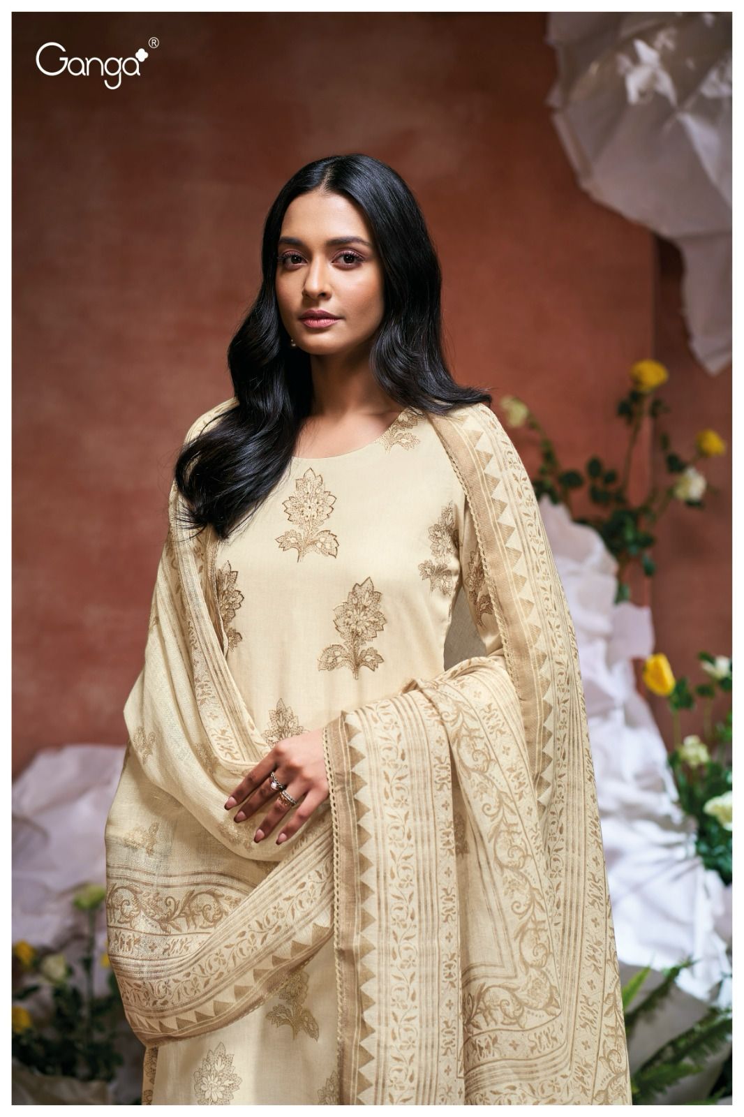 Ganga Damaris 3490 Premium Cotton Salwar Suit Embroidered Catalog