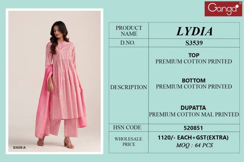 Ganga Lydia Cotton Printed Fancy Wholesale Salwar Suit Collection - Image 2