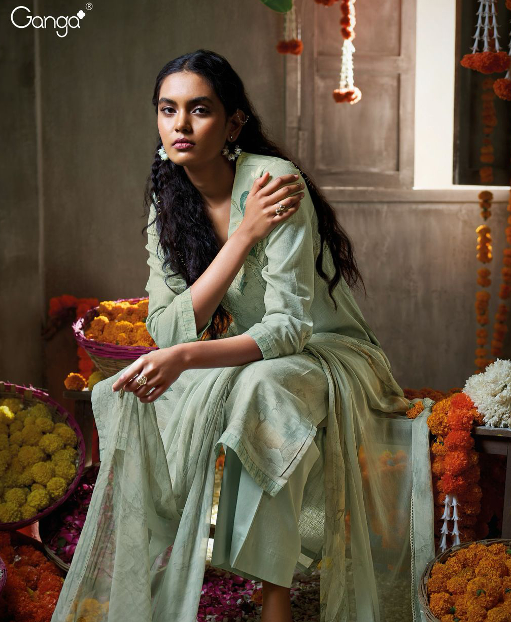 Papillon Cotton Linen with Chiffon Dupatta Salwar Suit Catalog (3)