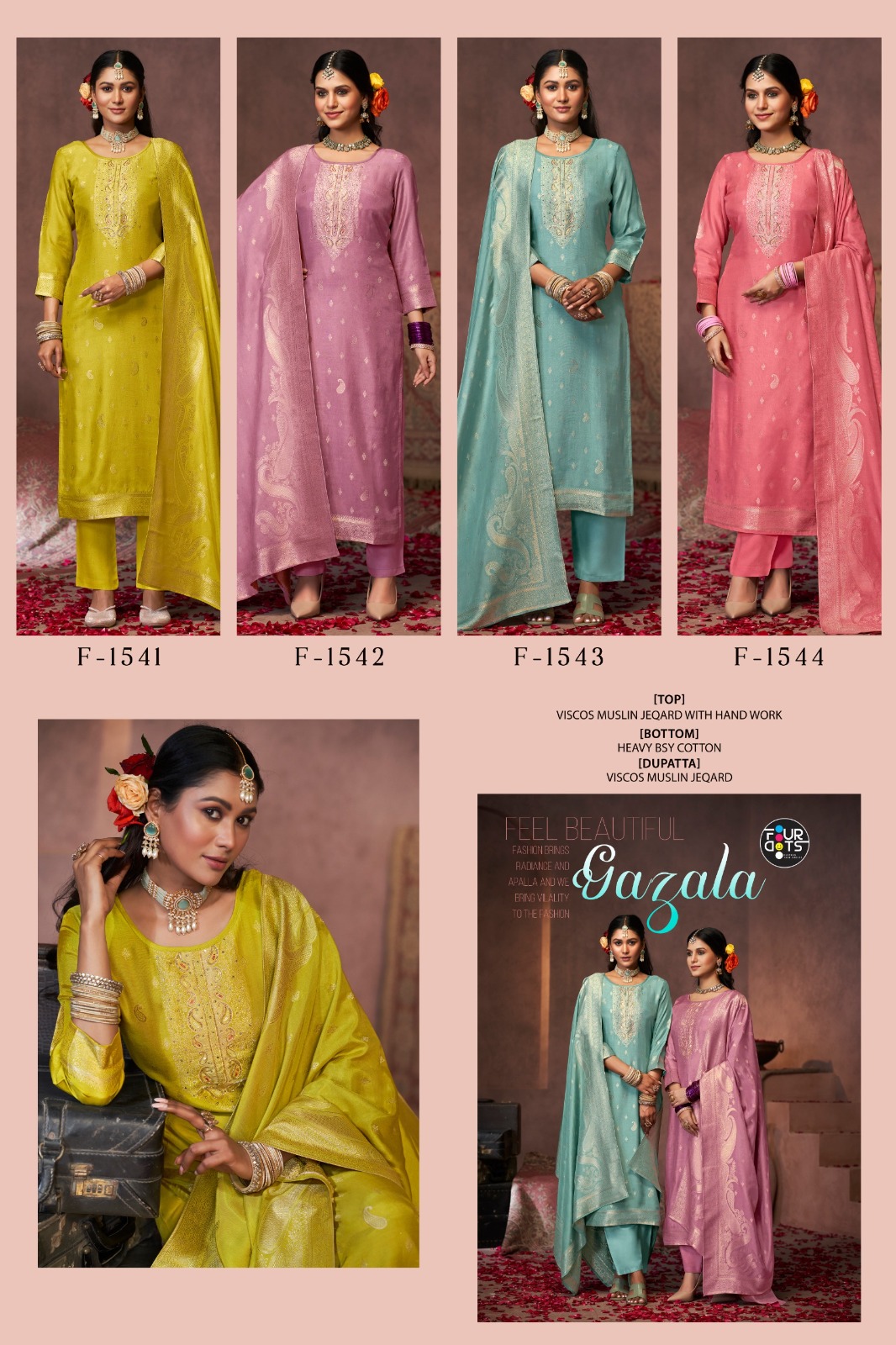 Gazala Collection Suits with Viscos Wholesale Designer Dress Material - Image 6