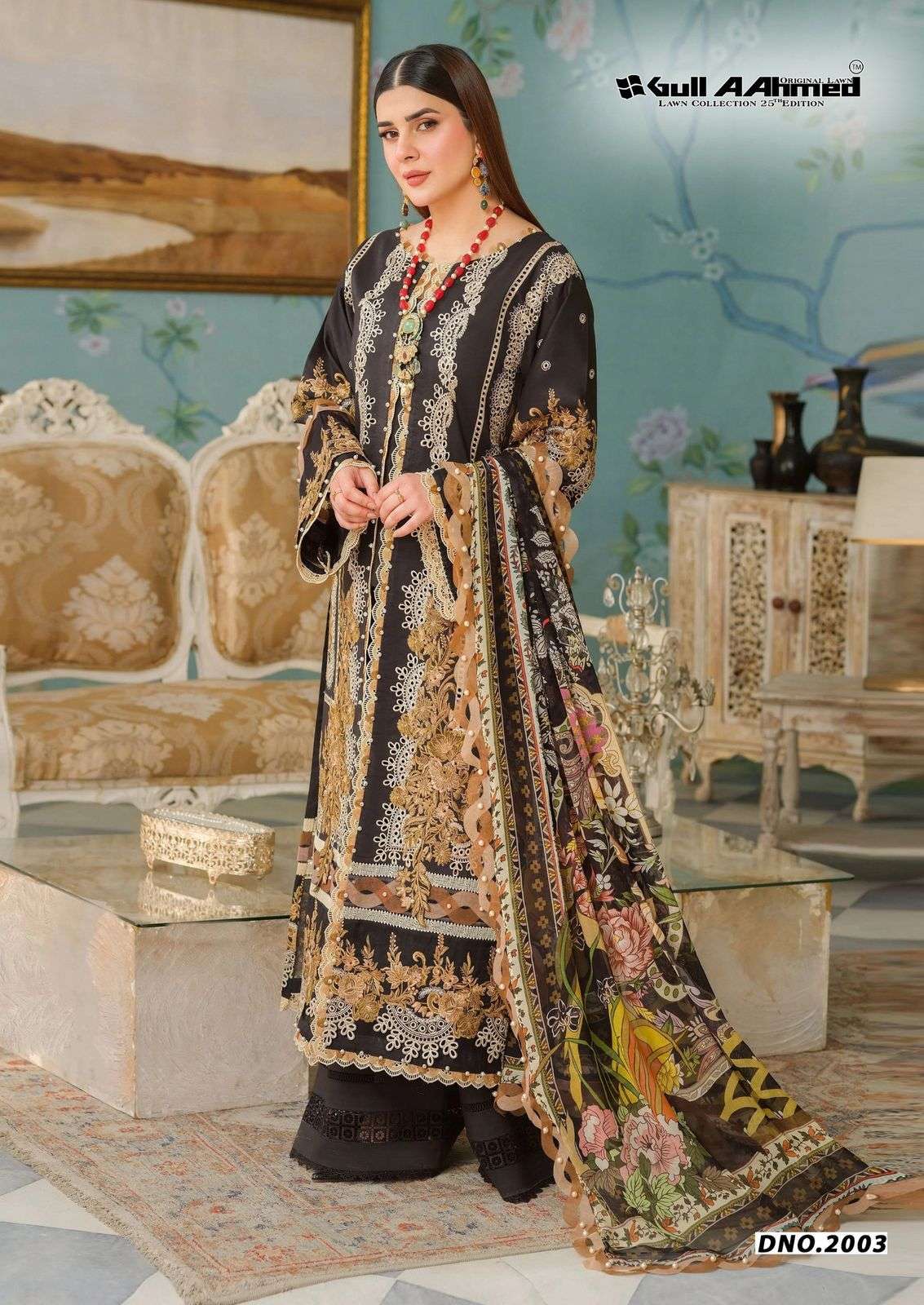 Gull Ahmed Azure Vol-02 Karachi Lawn Cotton Dress Material - Image 2