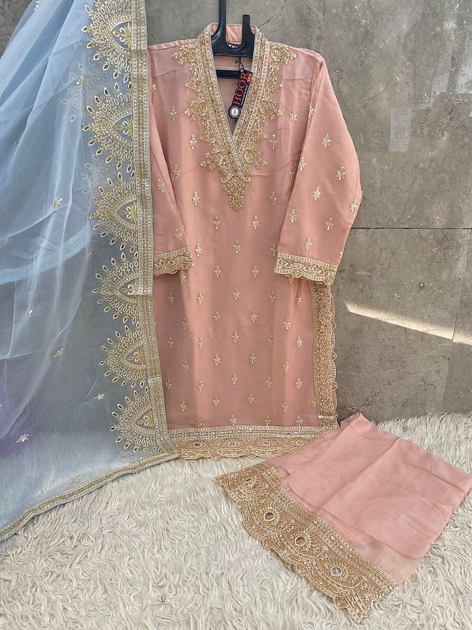 Hoor Tax HF-96 AB Heavy Chiffon Readymade Pakistani Suit Collection - Image 4