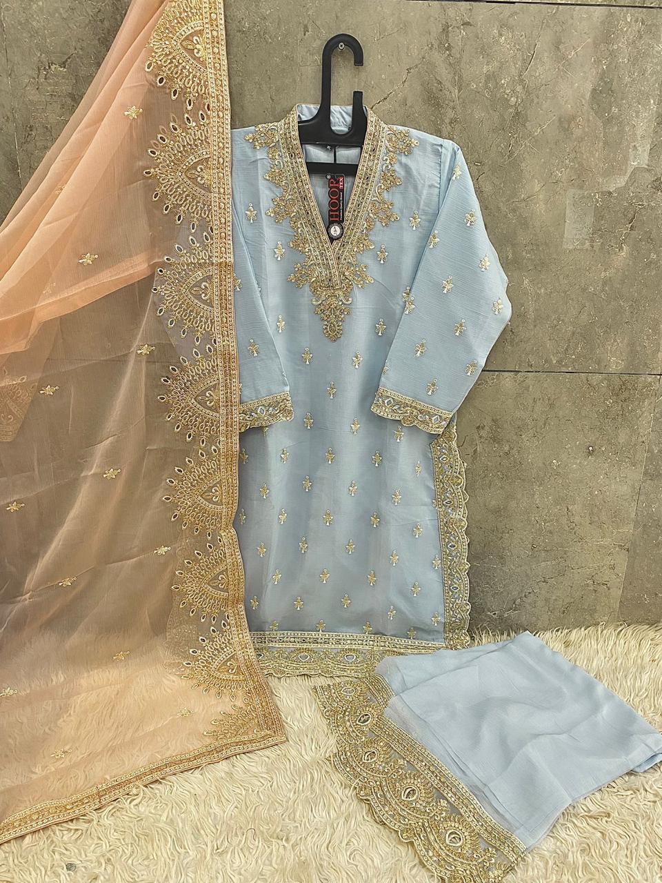Hoor Tax HF-96 AB Heavy Chiffon Readymade Pakistani Suit Collection - Image 2