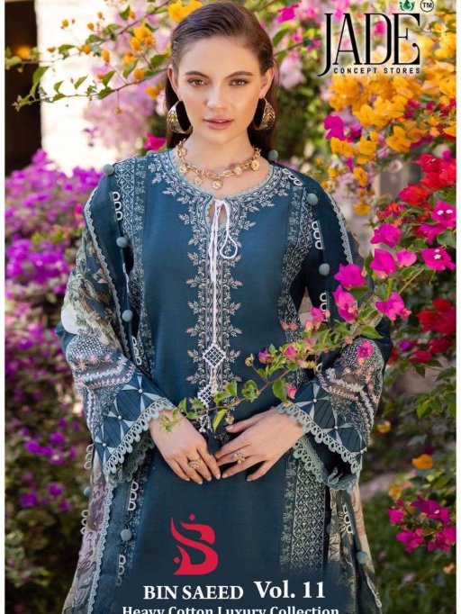 Jade Bin Saeed Heavy Luxury Vol.11 Karachi Lawn Cotton Dress Material