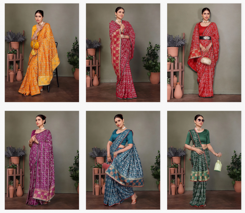 Kaavya 1 Bandhej Printed Vichitra Silk Sarees Wholesale Catalog - Image 7
