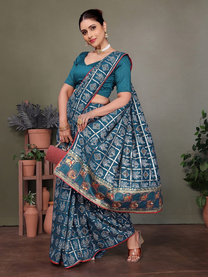 Kaavya 1 Bandhej Printed Vichitra Silk Sarees Wholesale Catalog - Image 4