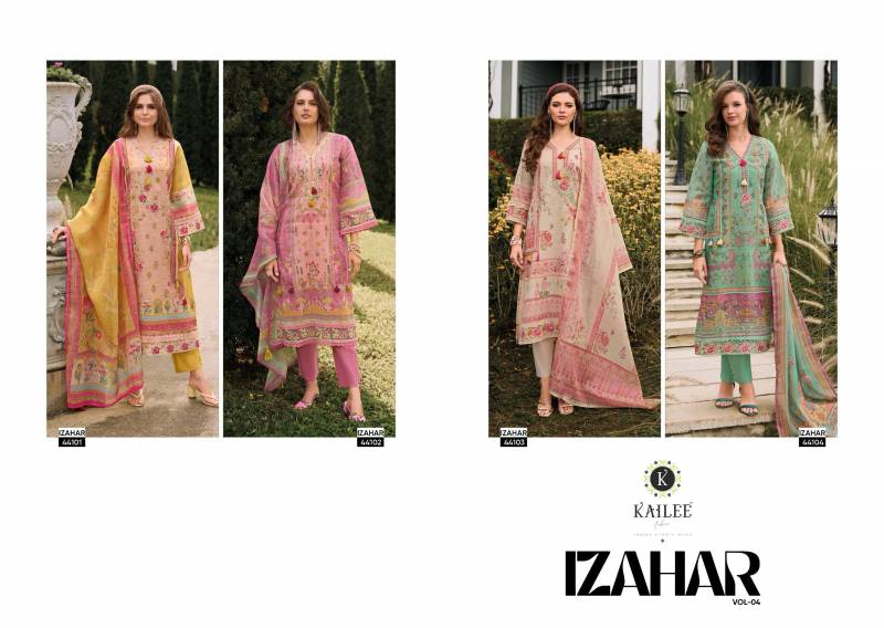 Kailee Izahar Vol 4 Premium Designer Linen Salwar Suit Wholesale Catalog - Image 4