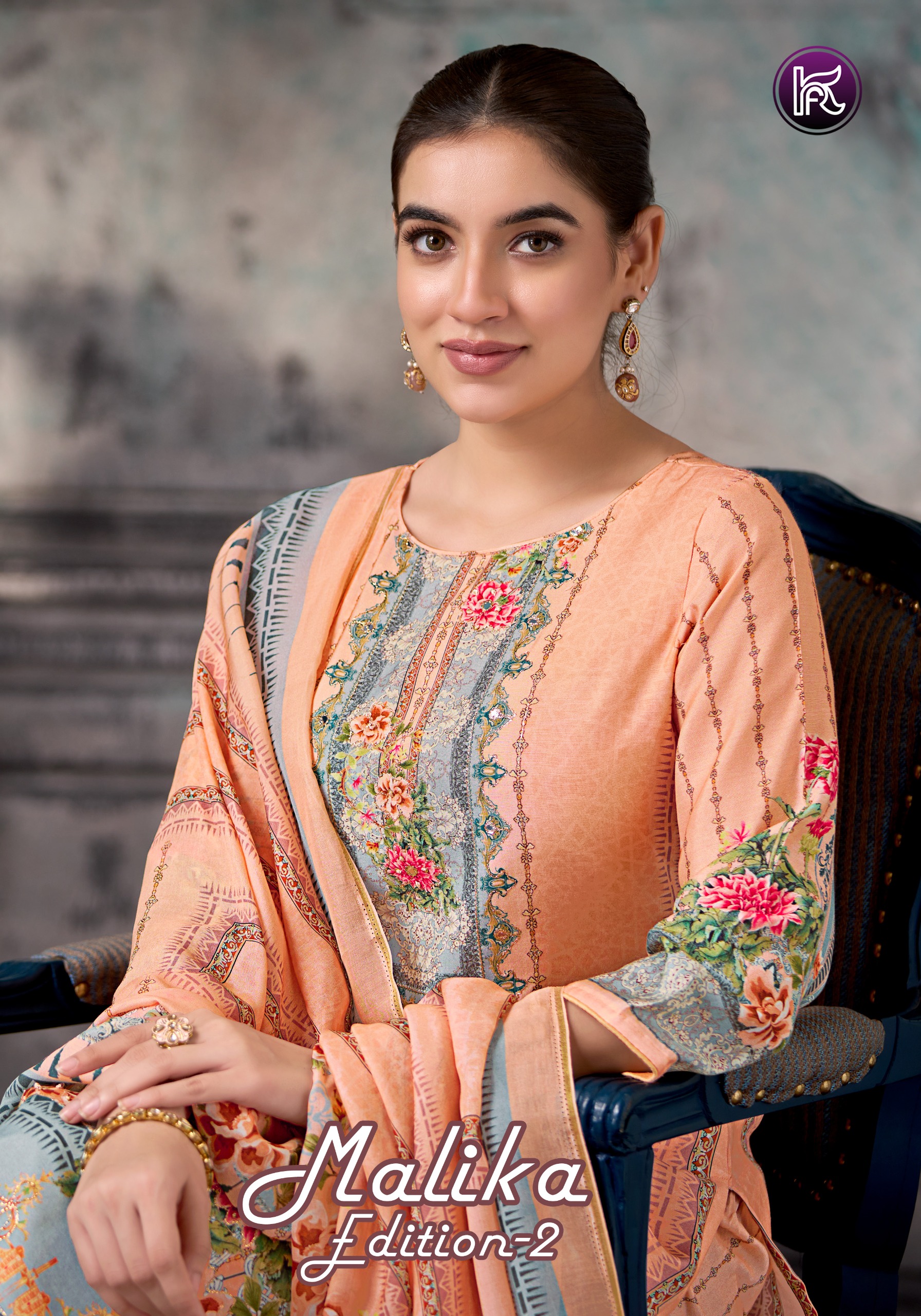 Kala Fashion Malika 2 Muslin Digital Print Suit Set Bottom With Dupatta Wholesale Collection