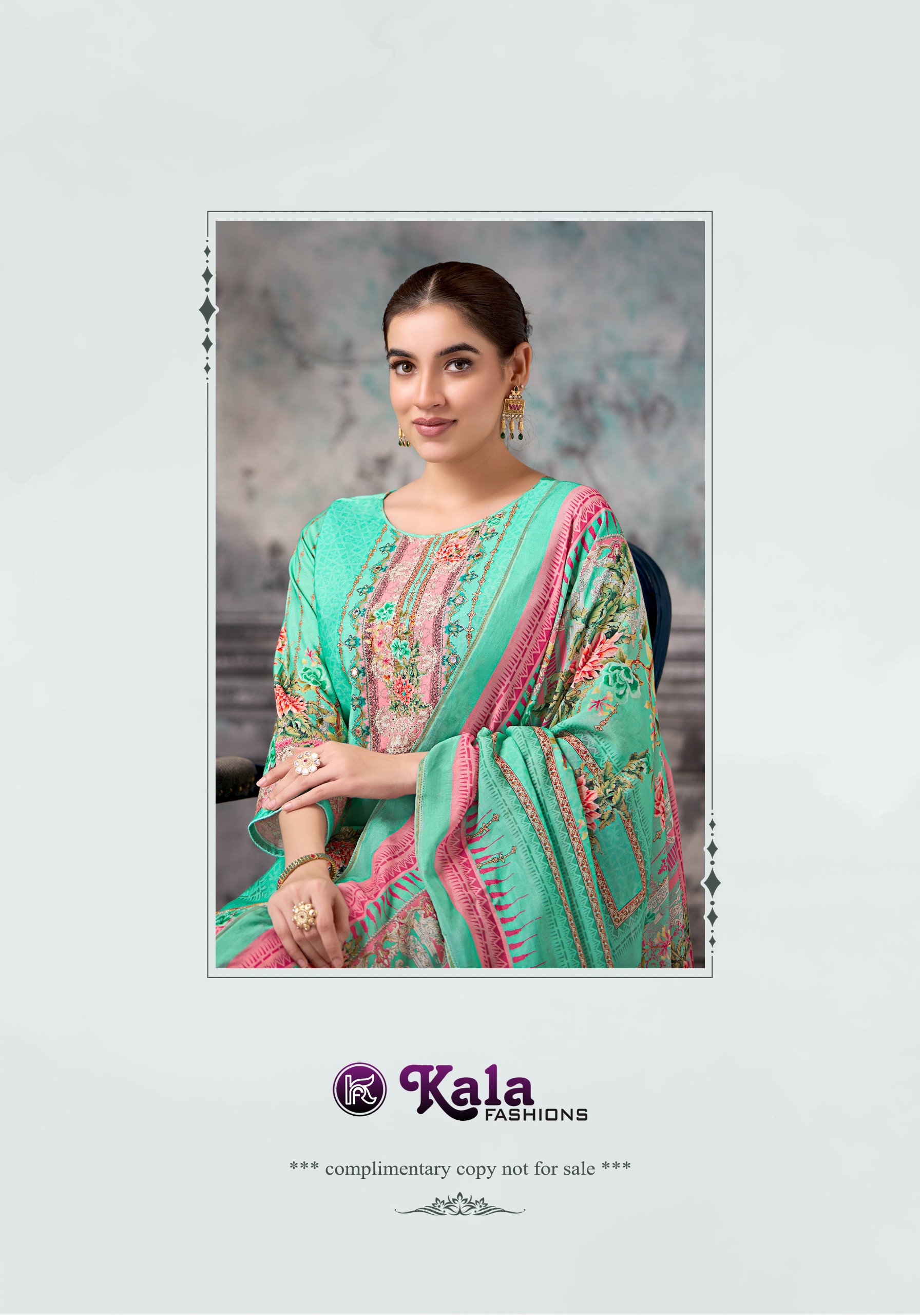 Kala Fashion Malika 2 Muslin Digital Print Suit Set Bottom With Dupatta Wholesale Collection - Image 2