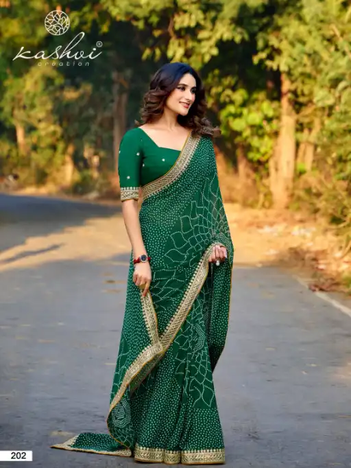 Kashvi Chuneri Vol 02 Mono Designer Georgette Fancy Sarees Catalog - Image 6