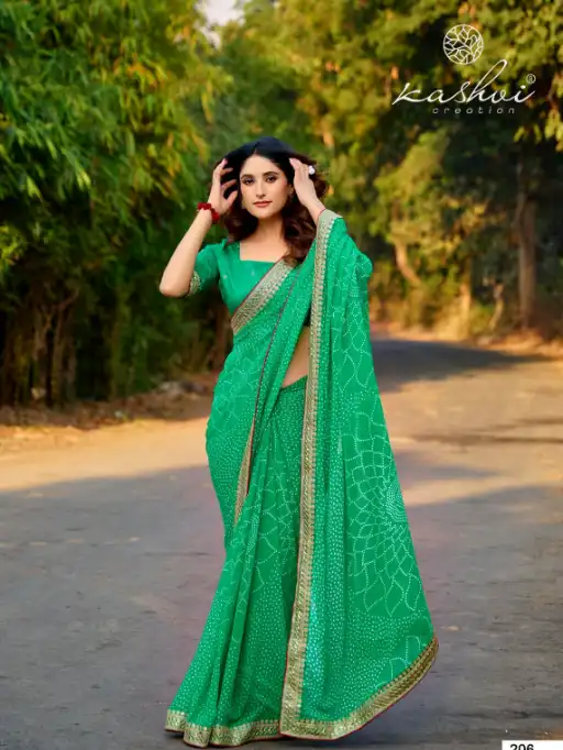 Kashvi Chuneri Vol 02 Mono Designer Georgette Fancy Sarees Catalog - Image 14