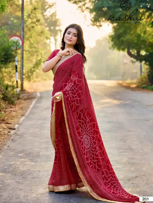 Kashvi Chuneri Vol 02 Mono Designer Georgette Fancy Sarees Catalog - Image 3