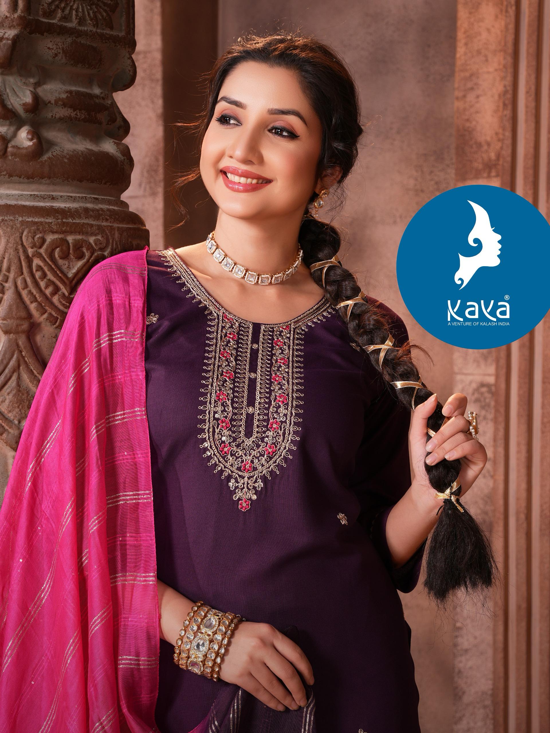 Kaya Kurti Veda 3 Piece Rayon Chanderi Suit Kurti With Bottom Dupatta Wholesale Collection