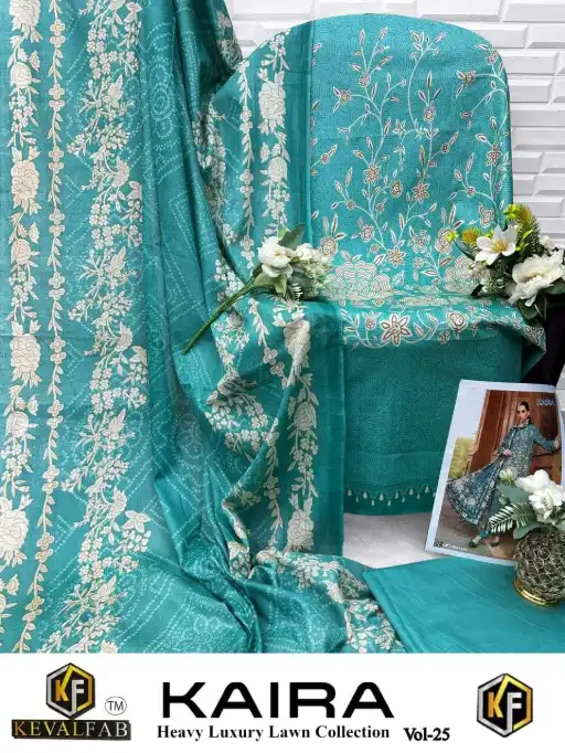 Keval Fab Kaira Vol 25 Lawn Cotton Karachi Salwar Suit Dress Catalog - Image 3