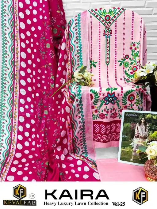 Keval Fab Kaira Vol 25 Lawn Cotton Karachi Salwar Suit Dress Catalog - Image 7