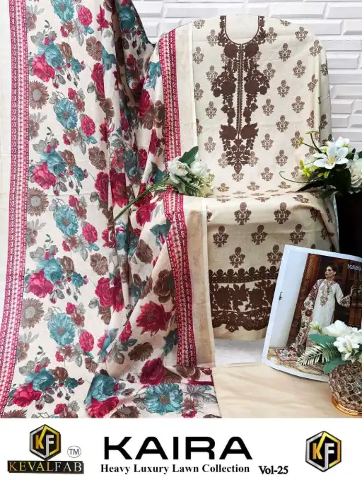 Keval Fab Kaira Vol 25 Lawn Cotton Karachi Salwar Suit Dress Catalog - Image 10