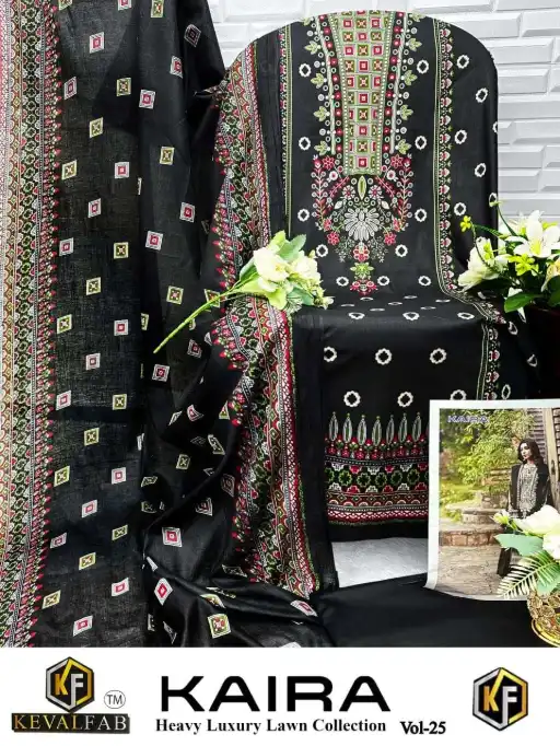 Keval Fab Kaira Vol 25 Lawn Cotton Karachi Salwar Suit Dress Catalog - Image 11
