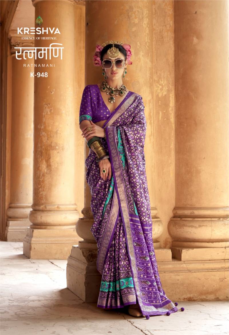 Kreshva Ratnamani PV Silk Traditional Patola Designer Saree Catalog