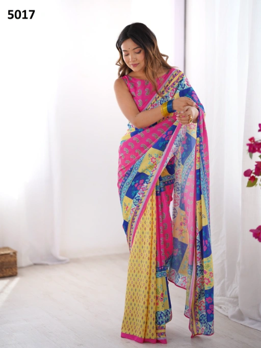 Laxminam Fancy Partywear Premium Soft Chinon Saree - Image 5