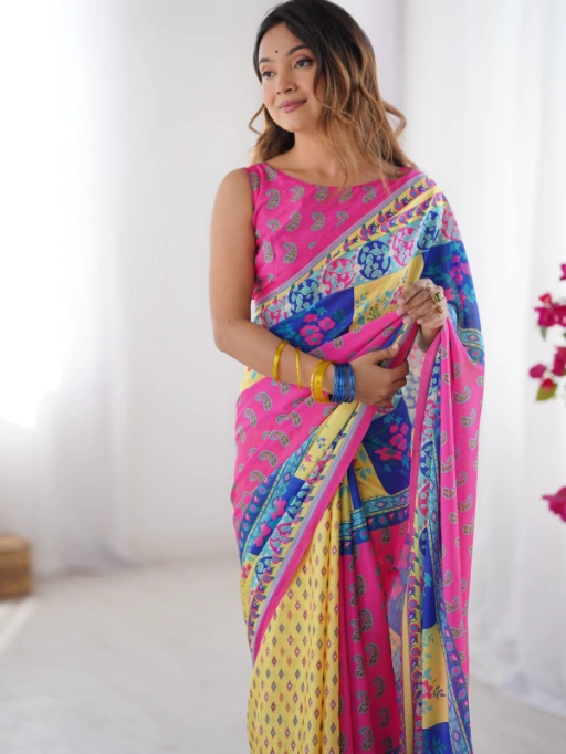 Laxminam Fancy Partywear Premium Soft Chinon Saree - Image 6
