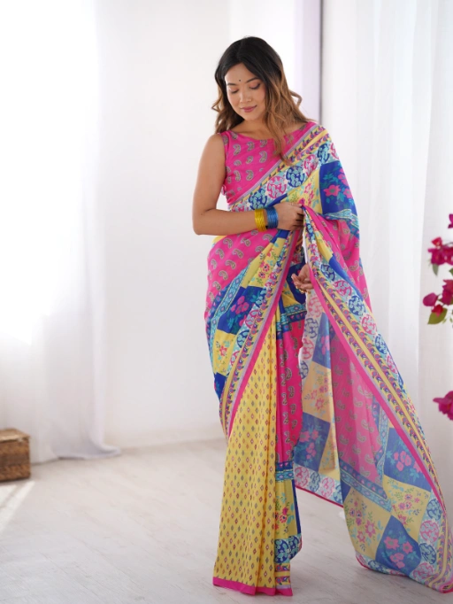 Laxminam Fancy Partywear Premium Soft Chinon Saree - Image 3