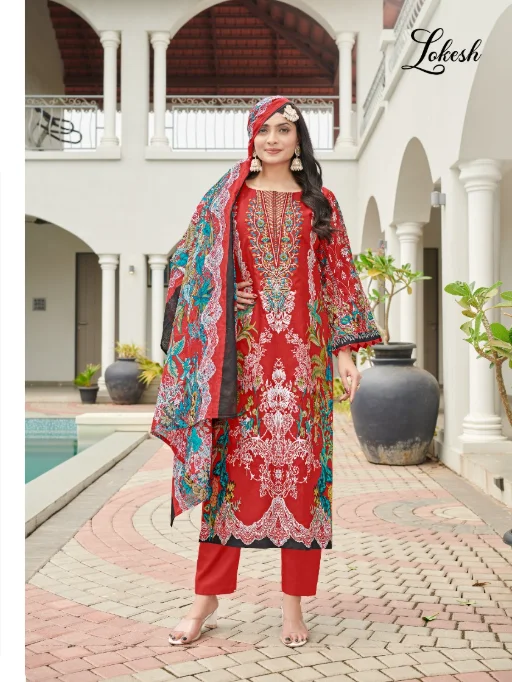 Lokesh Muskan Cemric Cotton Designer Wholesale Salwar Suits Catalog