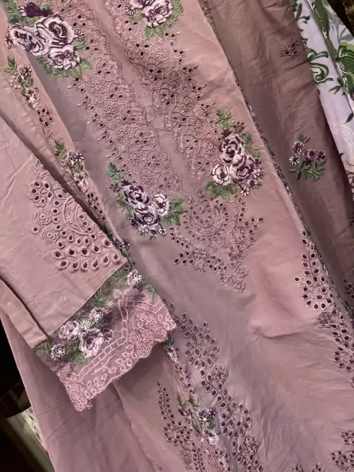 Maria.B Readymade Self Embroidery Cotton Pakistani Suit Set - Image 2