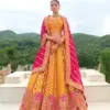 Mustard Yellow Traditional Designer Wedding Silk Lehenga