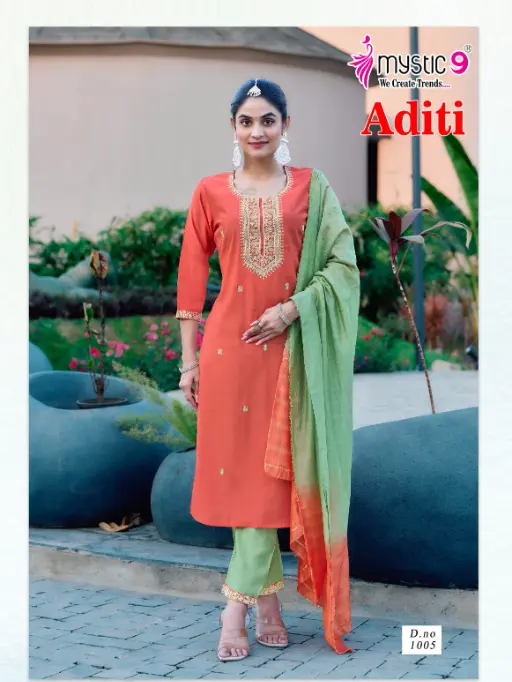 Mystic 9 Aditi Vol 1 Roman Silk Readymade Salwar Suit Wholesale Catalog - Image 6