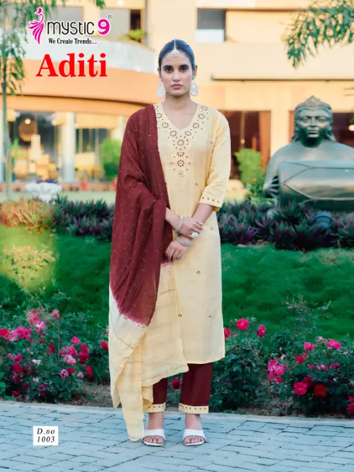 Mystic 9 Aditi Vol 1 Roman Silk Readymade Salwar Suit Wholesale Catalog - Image 7