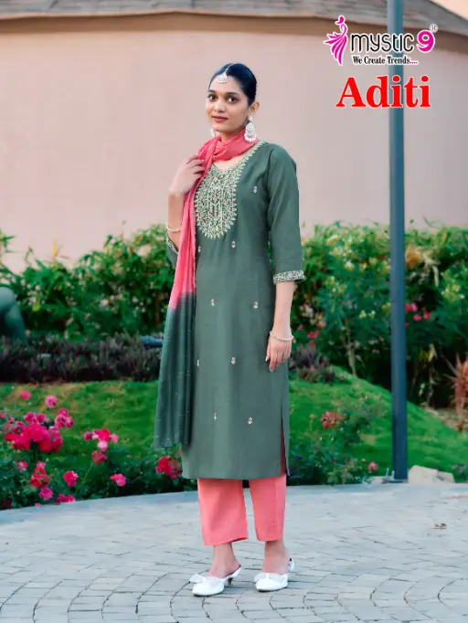 Mystic 9 Aditi Vol 1 Roman Silk Readymade Salwar Suit Wholesale Catalog - Image 9