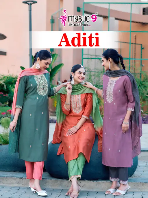 Mystic 9 Aditi Vol 1 Roman Silk Readymade Salwar Suit Wholesale Catalog