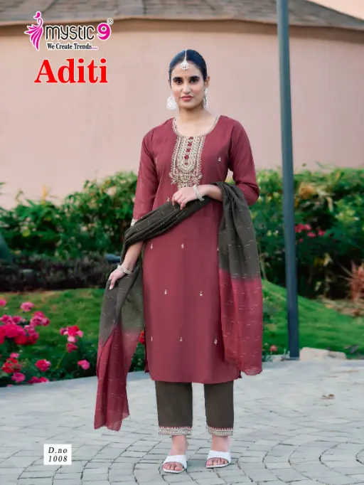 Mystic 9 Aditi Vol 1 Roman Silk Readymade Salwar Suit Wholesale Catalog - Image 3