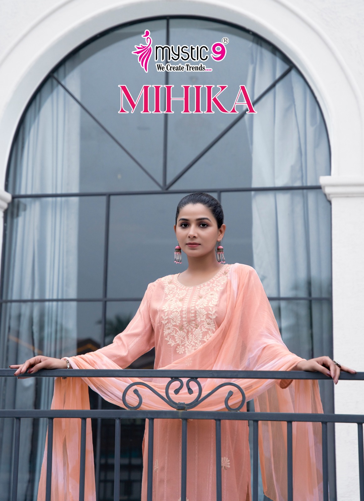 Mystic 9 Mihika Vol Embroidered Lurex Dobby Kurti Dupatta Rayon Collection