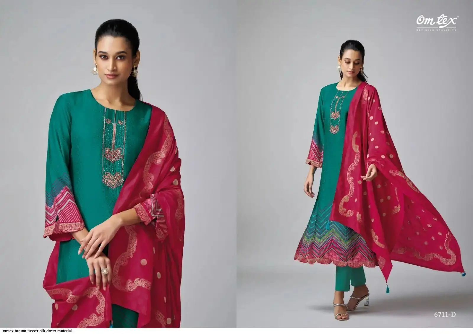 Omtex Taruna Tusser Silk Salwar Suit Wholesale Collection - Image 3