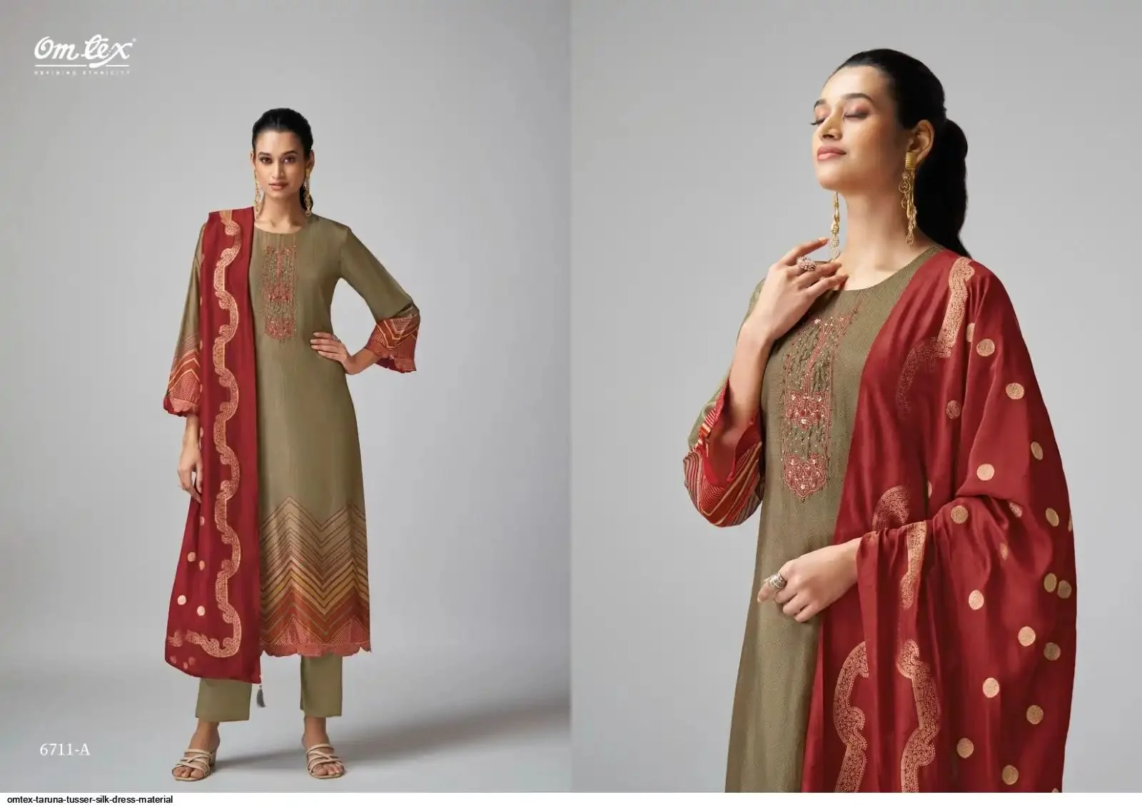 Omtex Taruna Tusser Silk Salwar Suit Wholesale Collection - Image 4