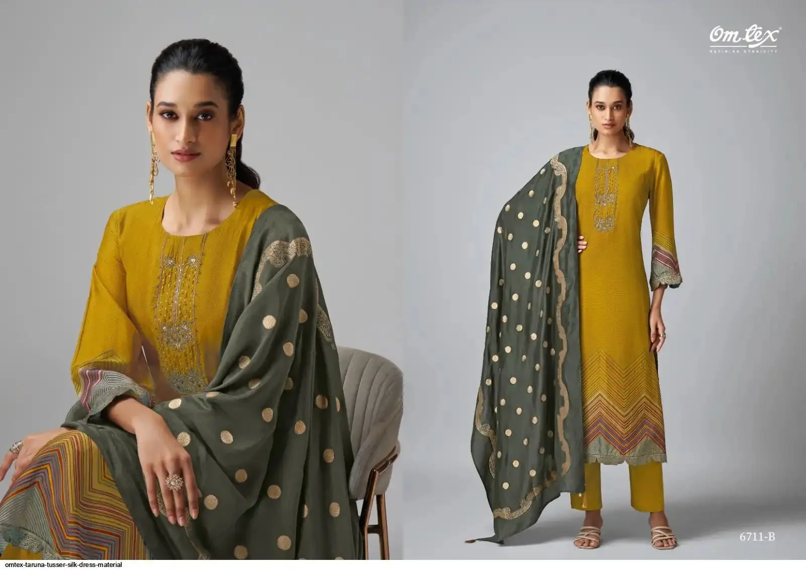 Omtex Taruna Tusser Silk Salwar Suit Wholesale Collection - Image 5