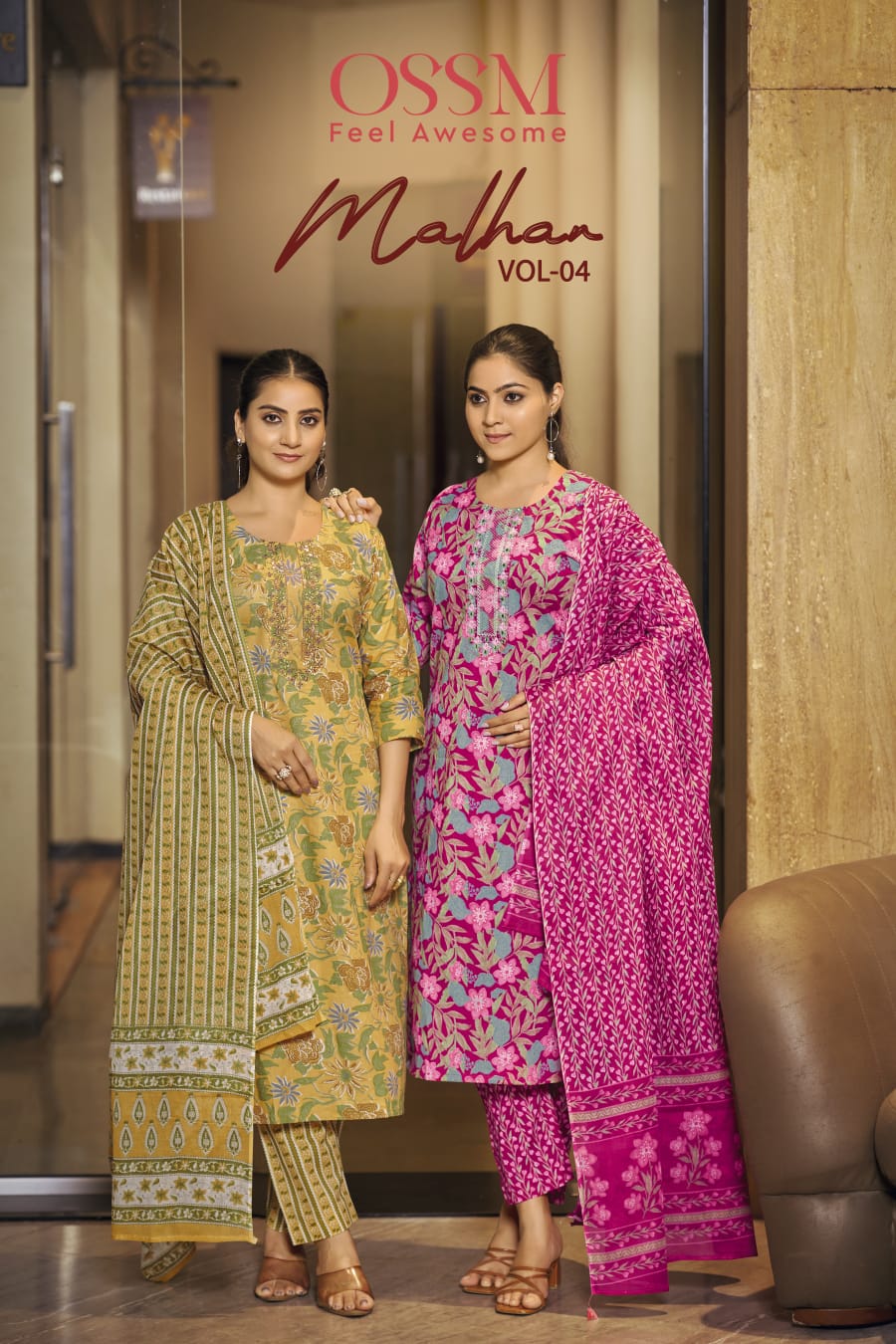 Ossm Malhar Vol 04 Cotton Printed Kurti Bottom With Dupatta Collection