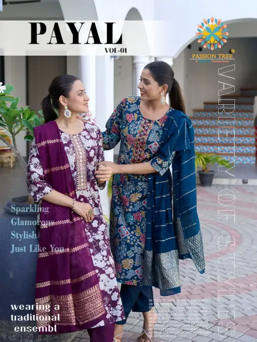Passion Payal Vol-1 Embroidery Wholesale Kurti With Bottom Dupatta