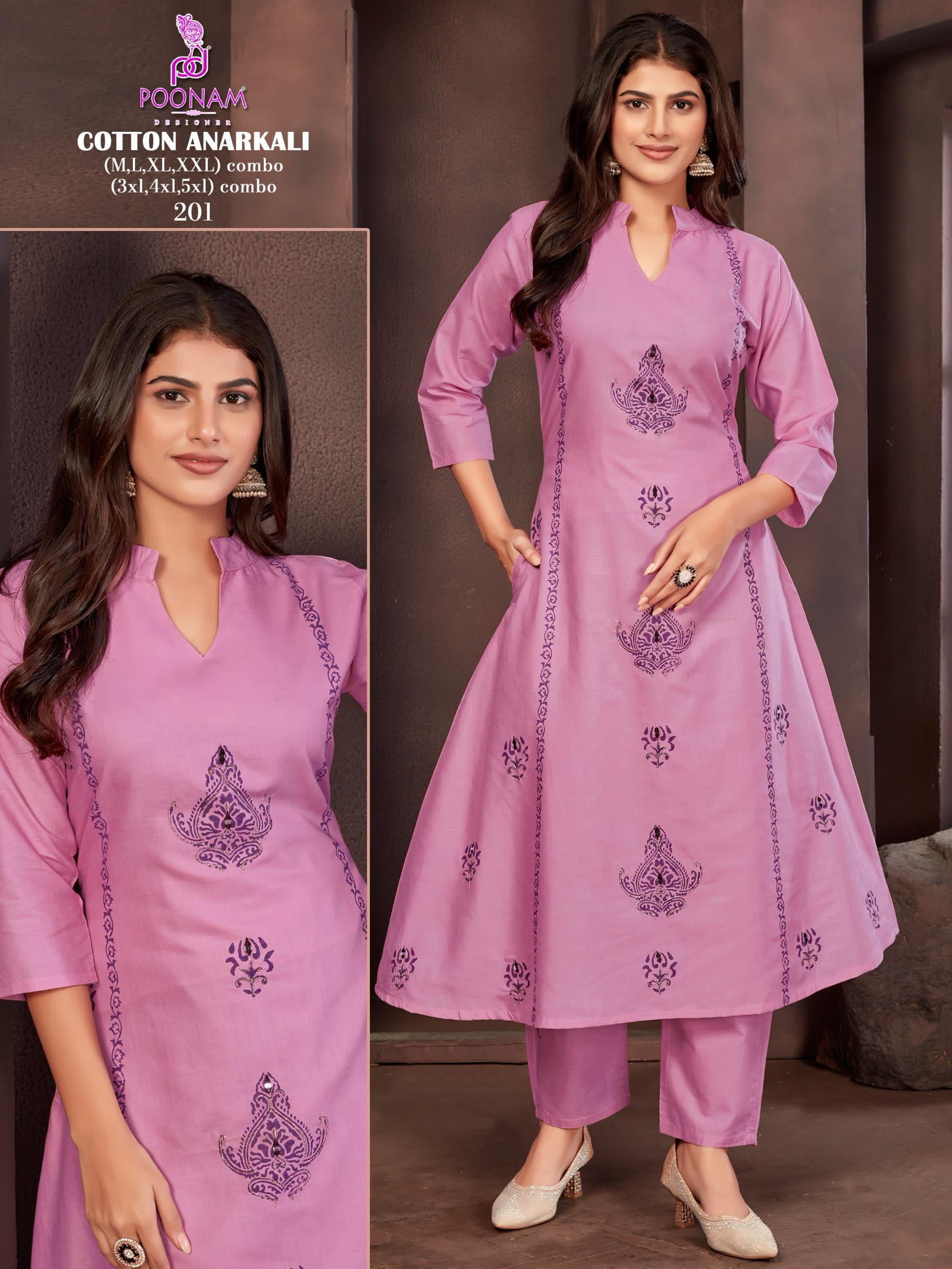 Poonam Designer Cotton Readymade Anarkali Suit Catalog