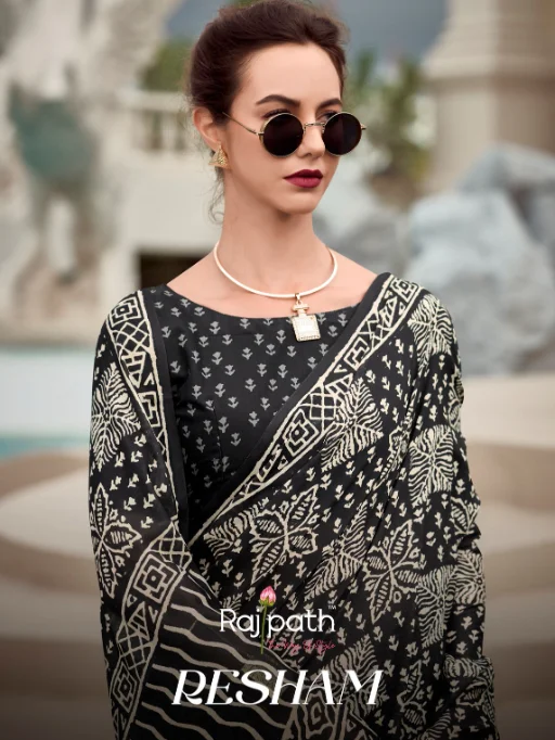 RajPath Resham Silk Pure Mal Mal Wholesale Silk Sarees Collection.Per Piece Rate: ₹895 + 5% GST, Total Designs: 10, Brand: RajPath Fabrics, Catalog Name: Resham Silk