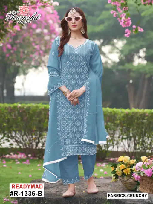 Ramsha R-1336 NX Crunchy Designer Readymade Salwar Suit Wholesale Collection