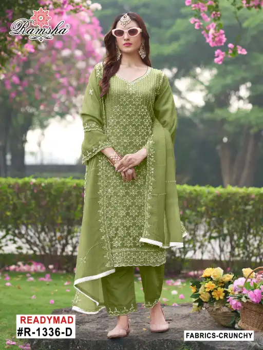 Ramsha R-1336 NX Crunchy Designer Readymade Salwar Suit Wholesale Collection - Image 2