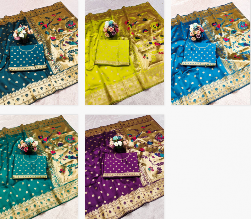 Risha 533 Silk Woven Paithani Fancy Saree Wholesale Collection - Image 6