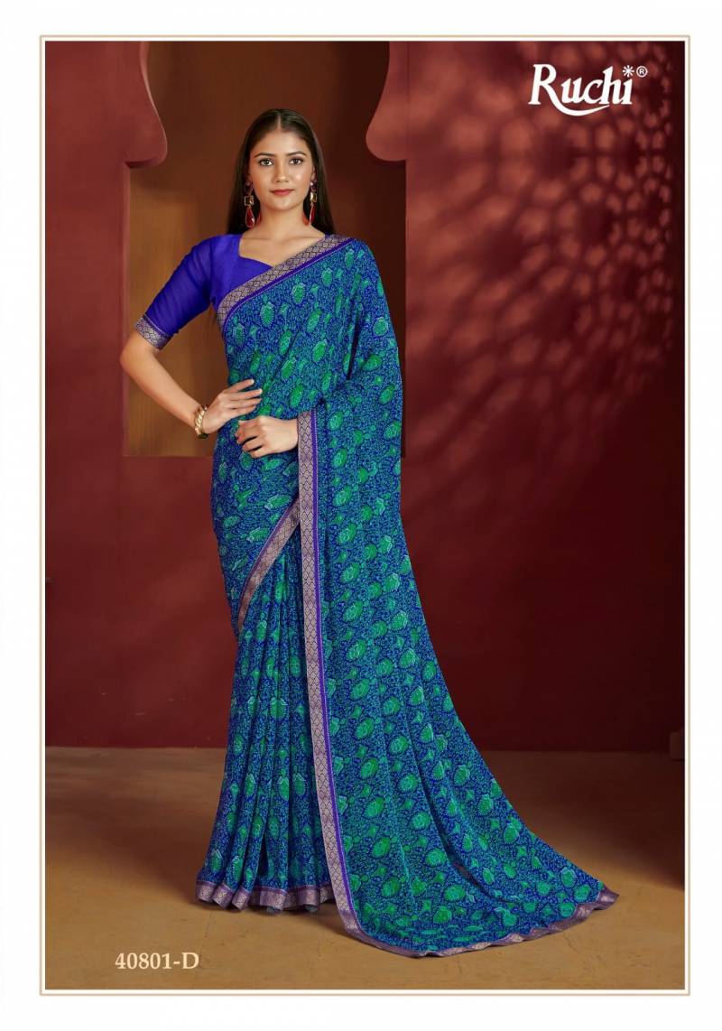 Ruchi Simayaa 32 Chiffon Wholesale Printed Fancy Saree Collection - Image 9