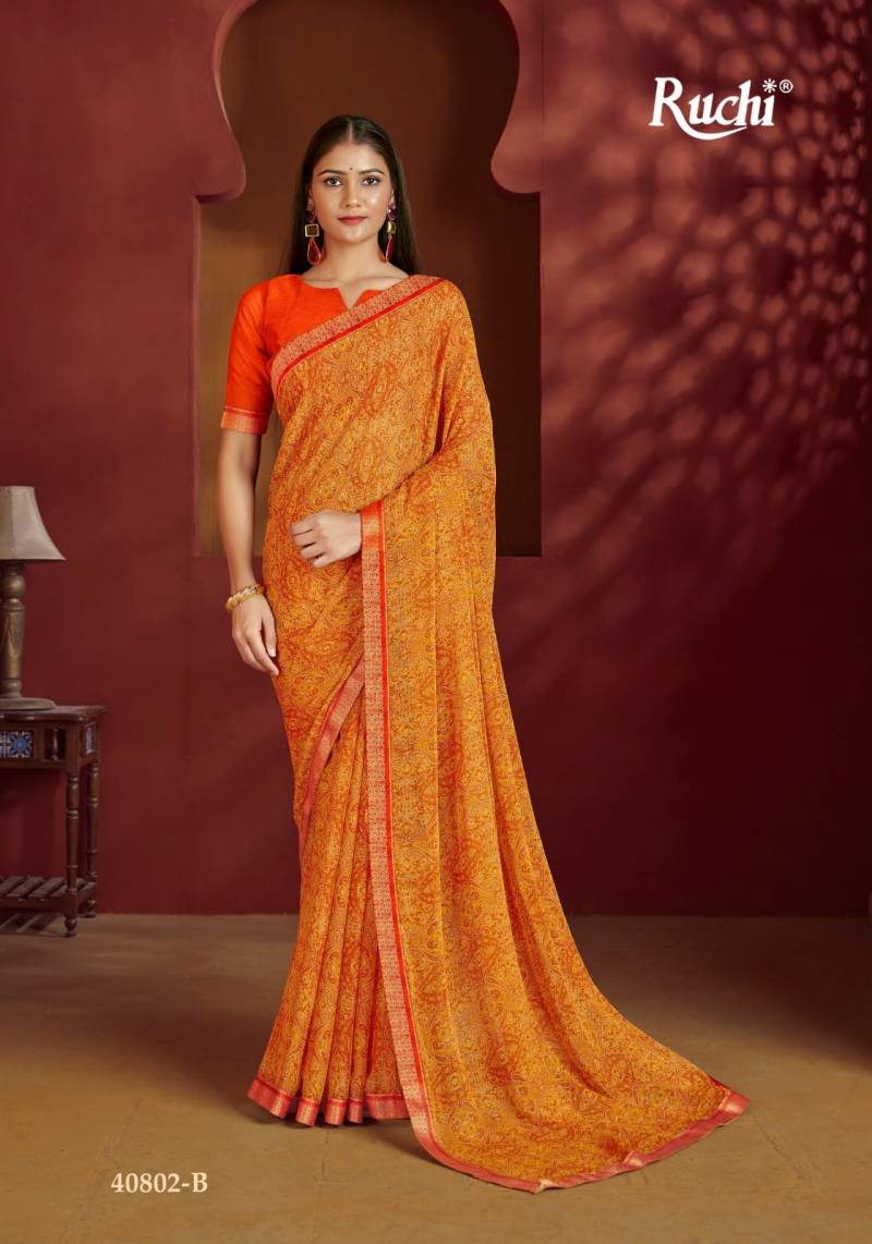 Ruchi Simayaa 32 Chiffon Wholesale Printed Fancy Saree Collection - Image 7