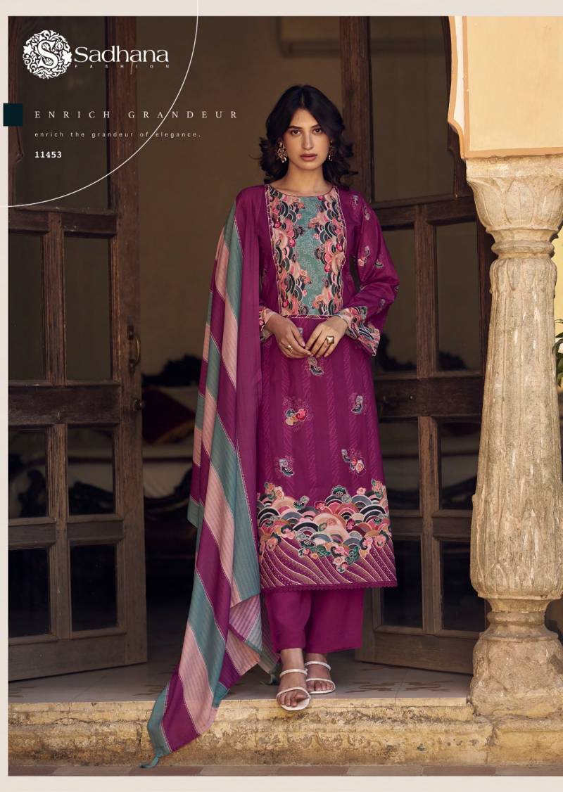 Sadhana Sol Premium Lawn Cotton Handwork Unstitched Salwar Suit Catloge - Image 4