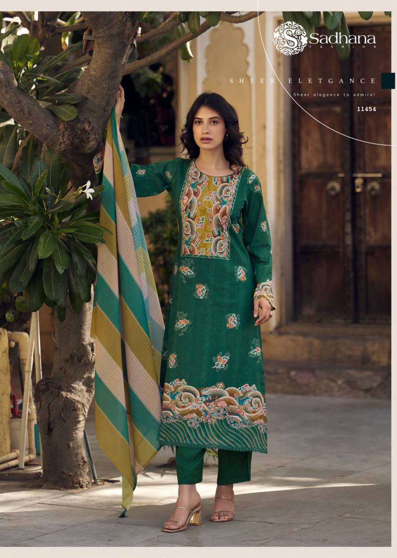 Sadhana Sol Premium Lawn Cotton Handwork Unstitched Salwar Suit Catloge - Image 5