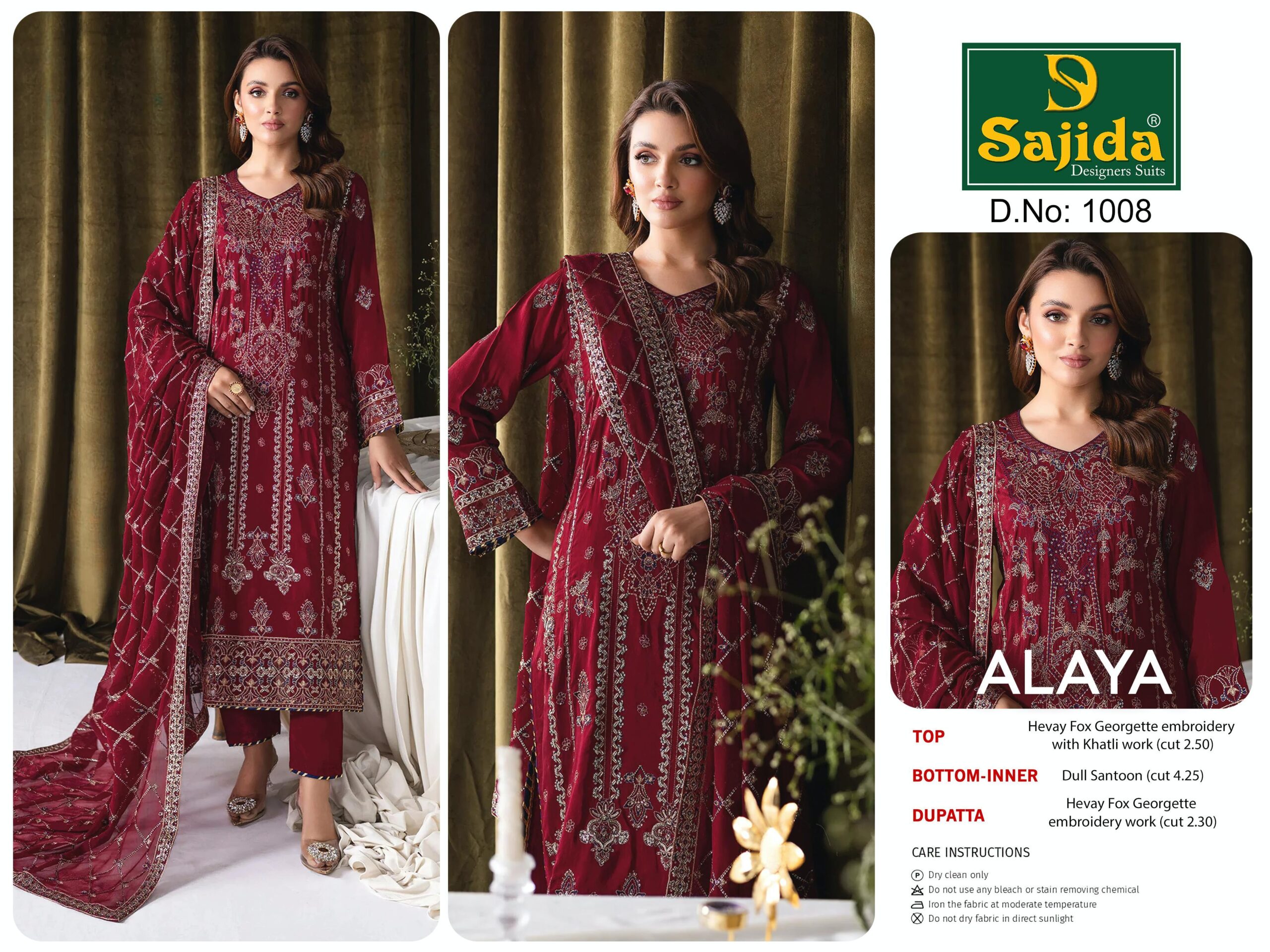 Sajida Alaya Vol 1 Heavy Embroidered Georgette Wholesale Suit Collection - Image 3